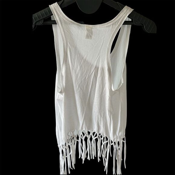 Kavio Women's White Fringe Tank Top Aloha Pineapple Summer Casual S - Picture 2 of 6